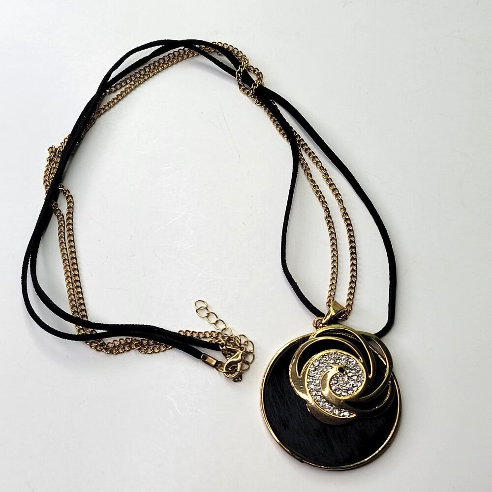 Gold Swirl Pendant Necklace Long Necklace